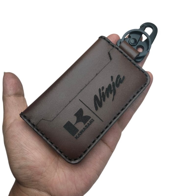 Dompet Stnk Motor Kawasaki Ninja Kulit Asli Tebal Kokoh Kuat Free Nama Logo Gantungan Sarung Casing 