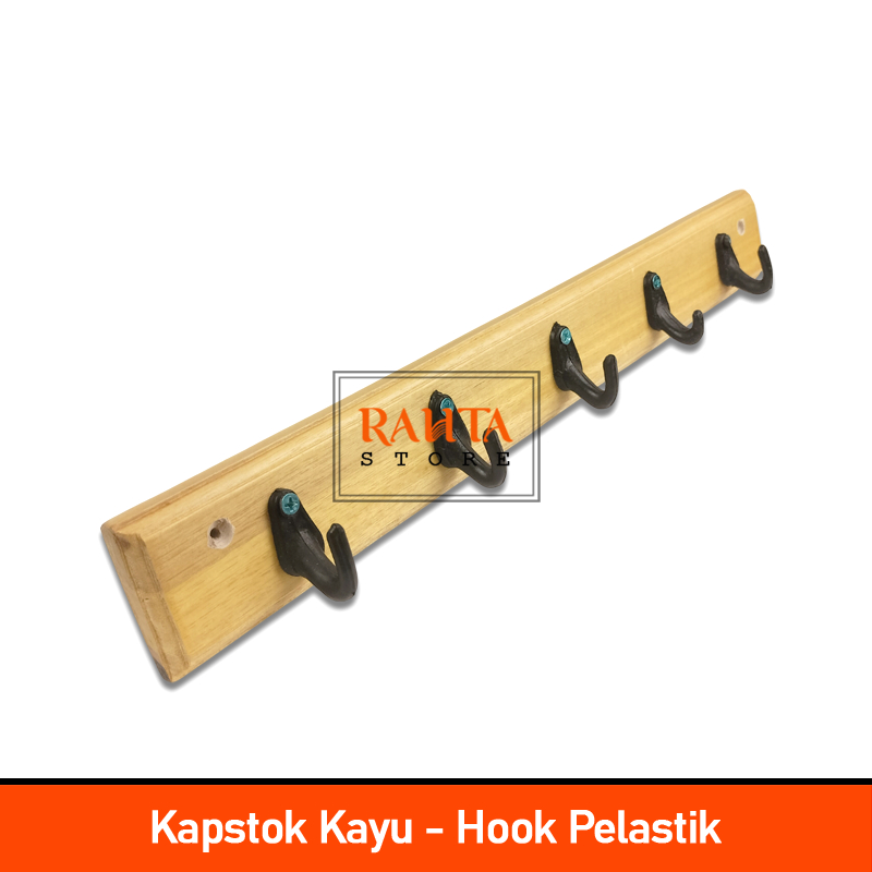 KT75-Kapstok Kayu hook plastik/gantungan celana cantolan baju gantungan kunci