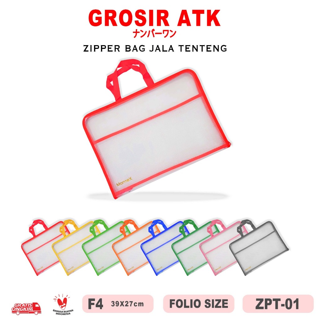 

Grosir ATK - ZIPPER BAG JALA TENTENG F4 ZIPPER FILE RESLETING DOKUMEN / ZPT-01 (SATUAN)