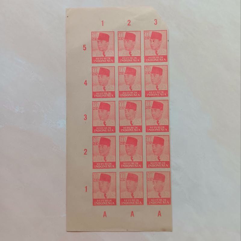 

(AB) Perangko Soekarno Seri Revolusi 1947 -1948 Blok 15 Unissued (A)