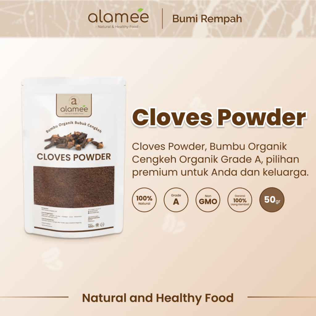 

ALAMEE Cengkeh Bubuk Clove Powder Ground Spice Murni Asli Tanpa Campuran Bumbu Organik 50g