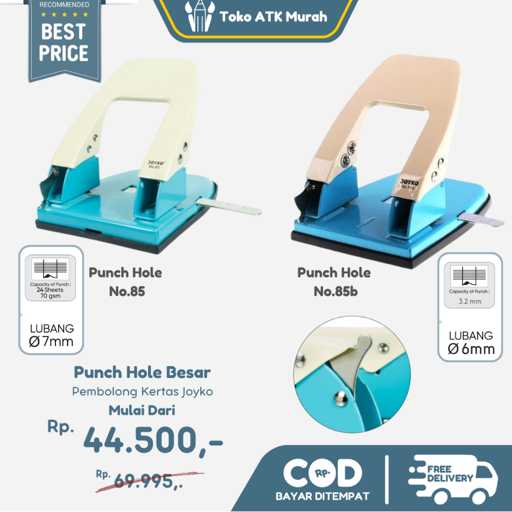 

Joyko Punch Hole Pembolong kertas Joyko No. 85 / No. 85b Pembolong 6mm / 7mm