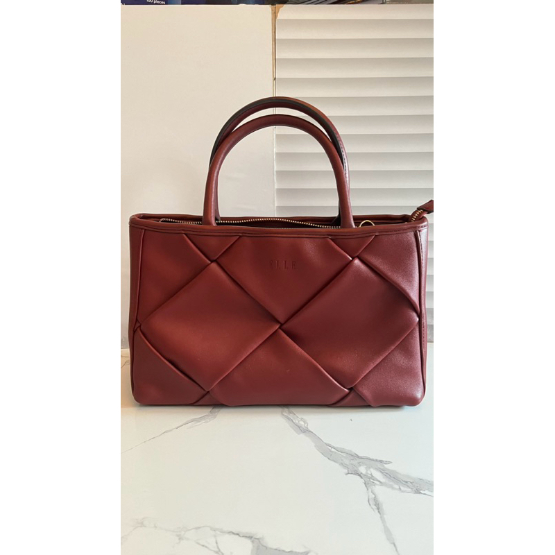 preloved like new tas elle maroon satchel original
