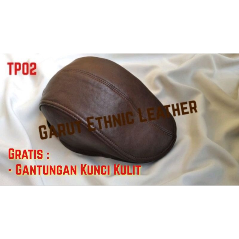 Topi Kulit Pet/Flat Clap/Kodok/Pelukis Pria Asli Garut (TP02)