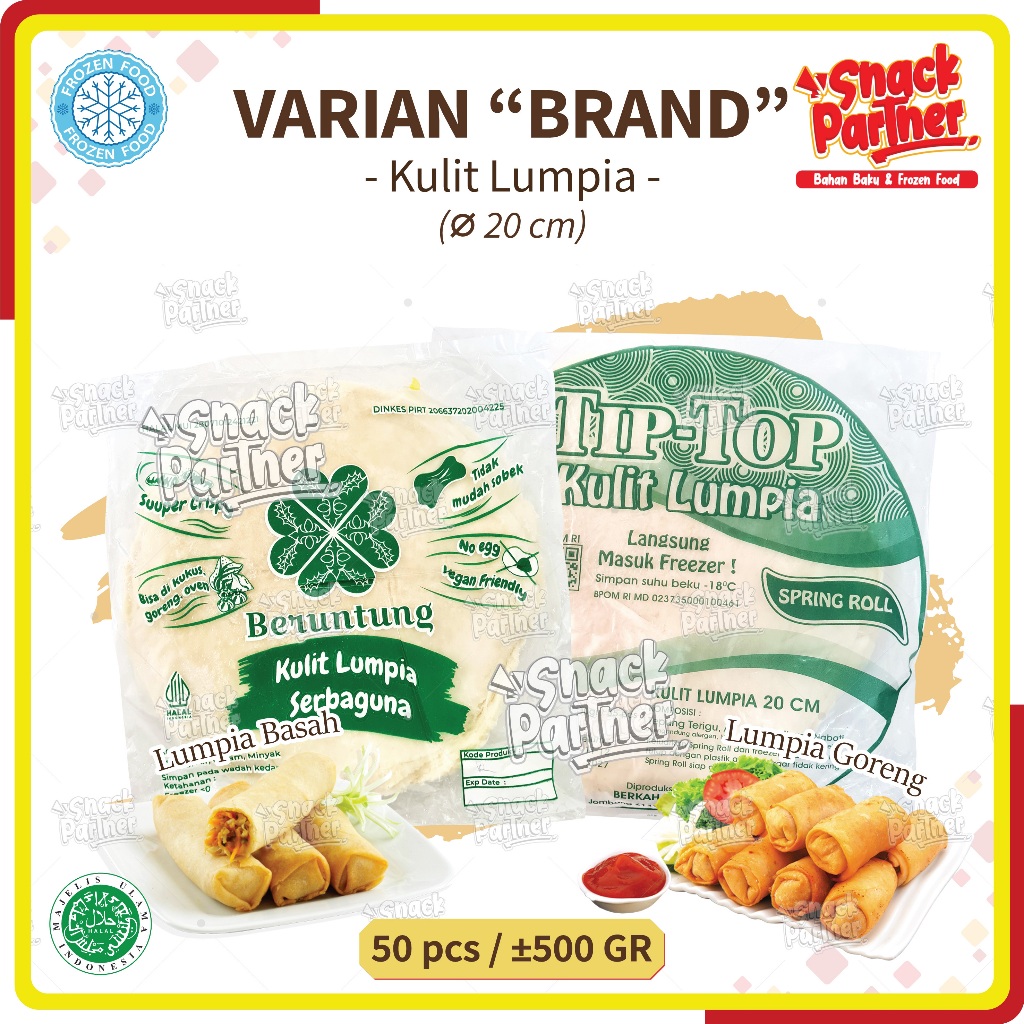 

KULIT LUMPIA 50 Lembar / ± 500 GR | Diameter 20 CM - FROZEN FOOD - Hoki Mulya Tip-Top Beruntung Risoles Basah Goreng Deep Fry Banjarmasin Surabaya Sidoarjo