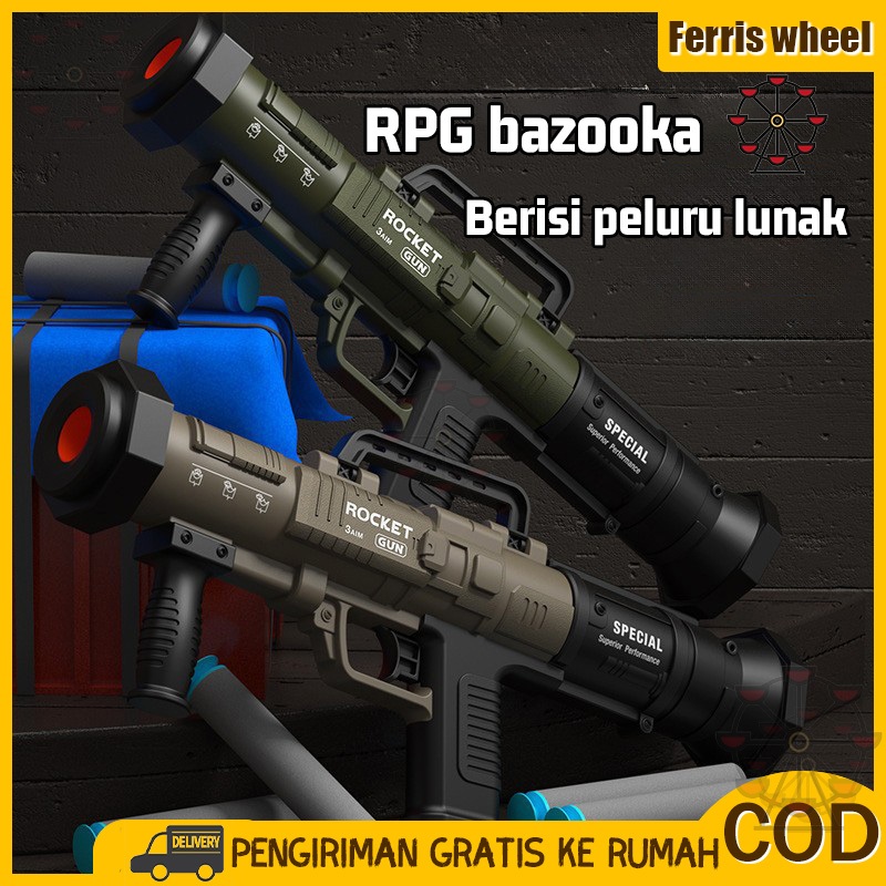 Ferris Wheel RPG Bazooka Simulasi Memuat dan Melempar Shell Soft Shotgun Pistol Mainan Anak