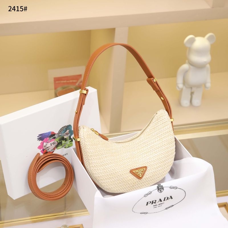 BATAM / TAS BRANDED WANITA SHOULDER BAG HAND BAG *Prada 2415H Arque Raffia Effect Shoulder Bag* TAS 