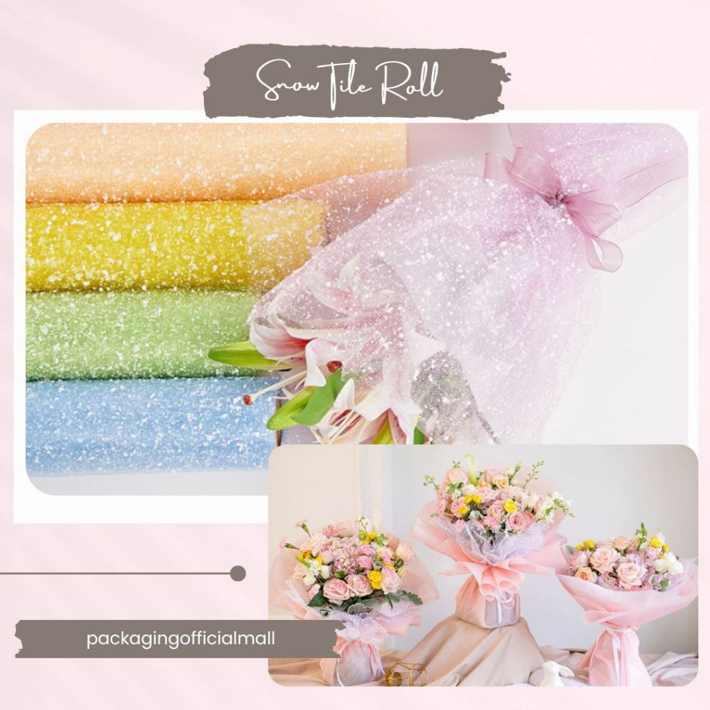 

SNOW TILE ROLL / COTTON ROLL / KERTAS BUKET BUNGA / KAIN BUKET / CELLOPHANE