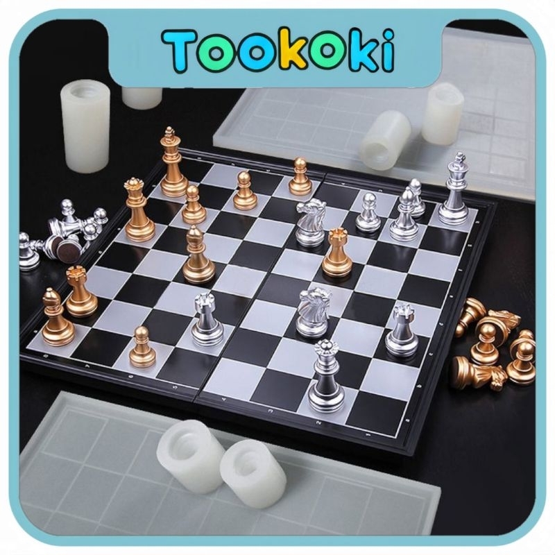 Catur Magnet Gold Papan Catur Emas Chess Magnetik Board Game Mainan Anak Edukatif