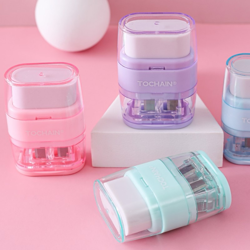 

2 in 1 Serutan Penghapus Pencil Sharpener Eraser Cute Color 2 Lubang #t061