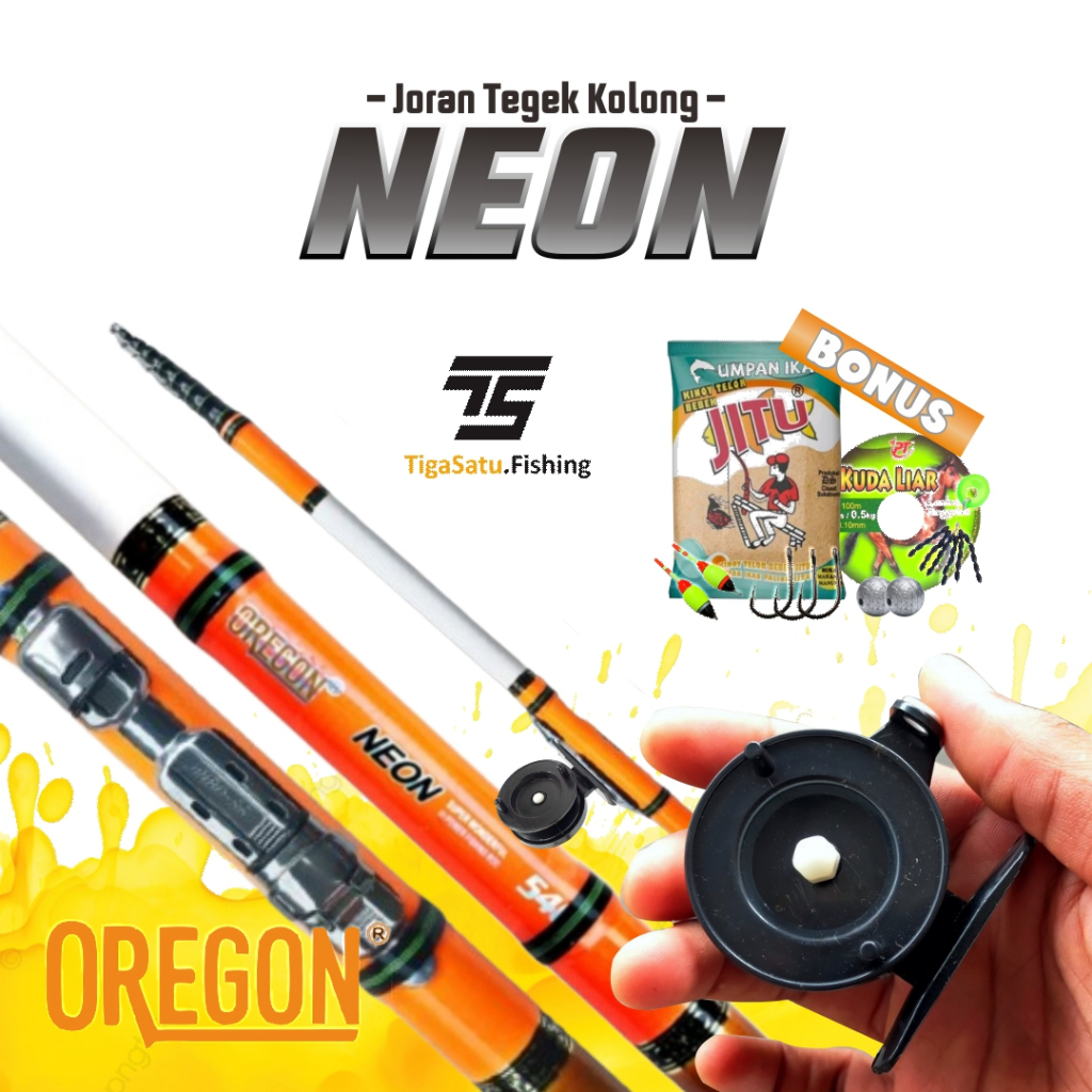 Set Lengkap Joran Tegek Kolong Oregon Neon Material Fiber Siap Pakai