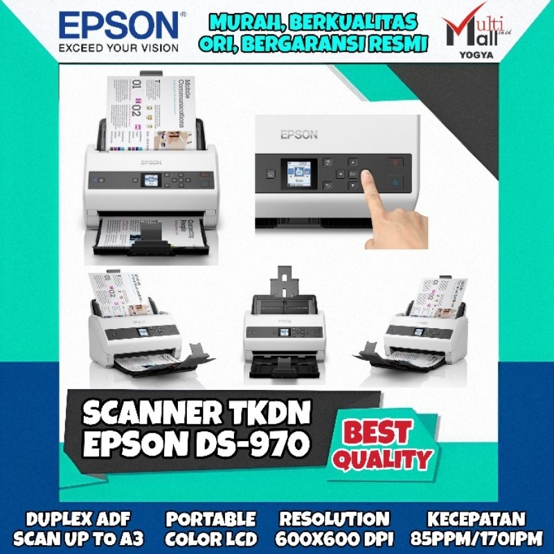 Epson Scanner DS-970 TKDN Duplex ADF Sheet-fed Document Scanner A4 Up to A3
