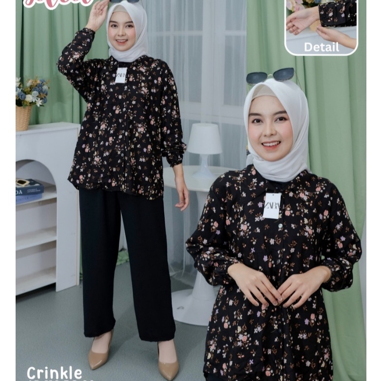 Bonus PREMIUM SET ZARA KATUN MIX CRINKLE LD 11  SETELAN ZARA  ONE SET ZARA VIRAL  SETELAN WANITA KEK