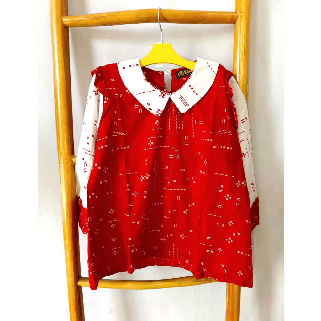 Blouse Batik Anak Red Katun Adem