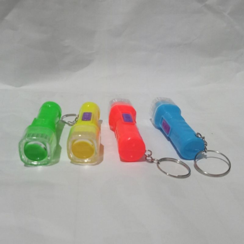 Gantungan kunci ganci lampu senter warna warni kecil mini murah