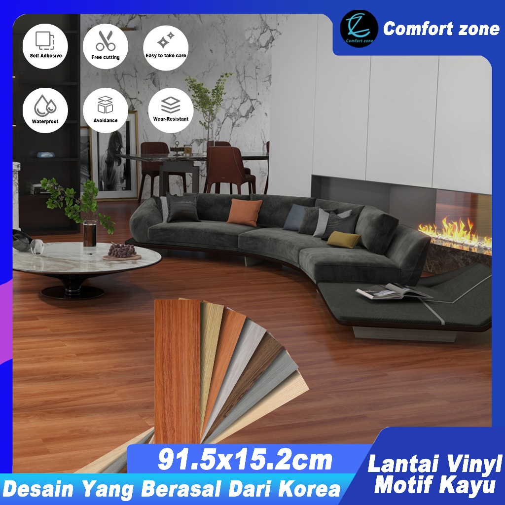【Comfort Zone】 Lantai vinyl tempel Ukuran 91.5cmx15.2cm / Parket lantai vinyl / Floor Vinyl Lantai S