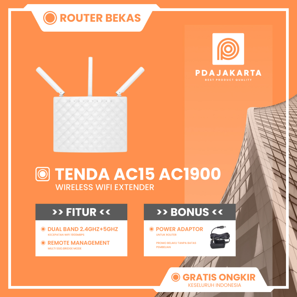 Router Tenda AC15 AC1900 Wireless Router WiFi Dual Band 2.4Ghz & 5Ghz Bekas Original