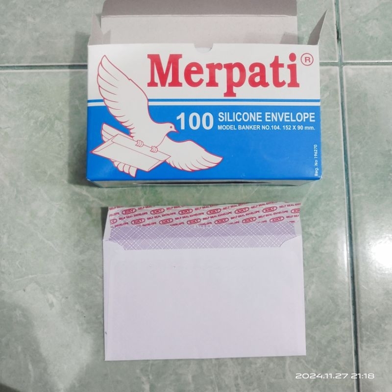 

amplop kertas merek merpati model banker no. 104 152mmX90mm 10lembar