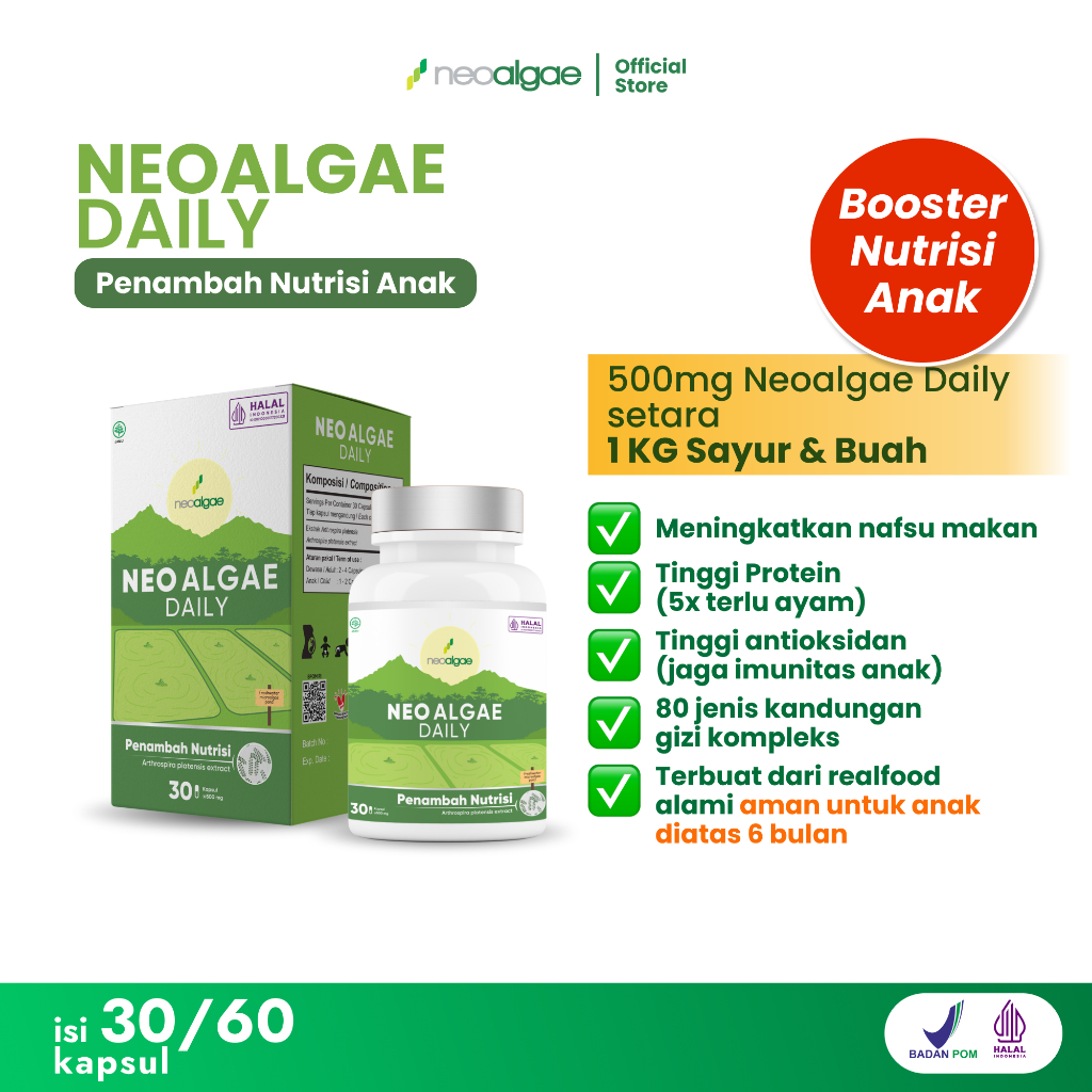 Neoalgae Daily - Original Mulitivitamin Penambah Nutrisi Alami Peninggi Badan