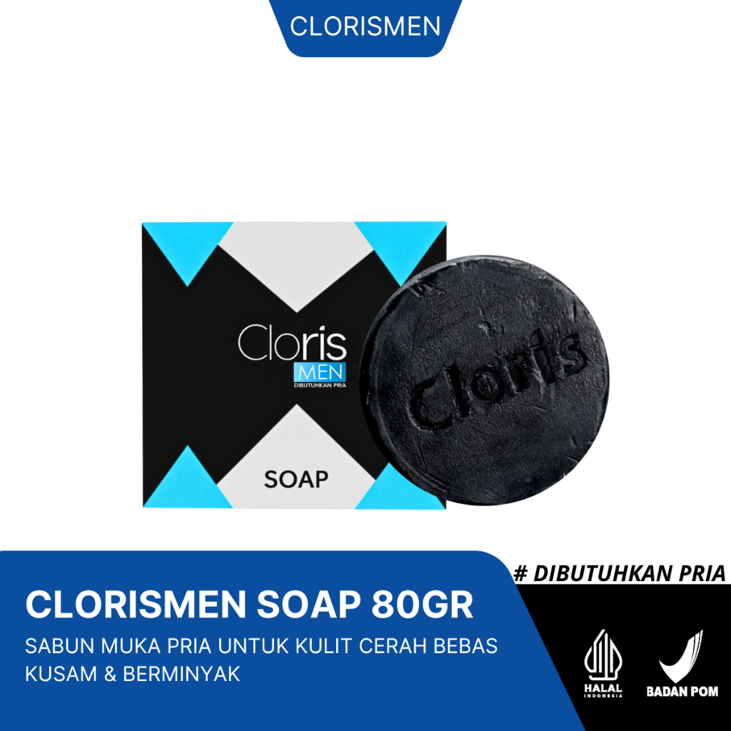 Cloris Men Soap Sabun Muka Pria Pembersih Wajah Hilangkan Jerawat Berminyak Kusam Komedo