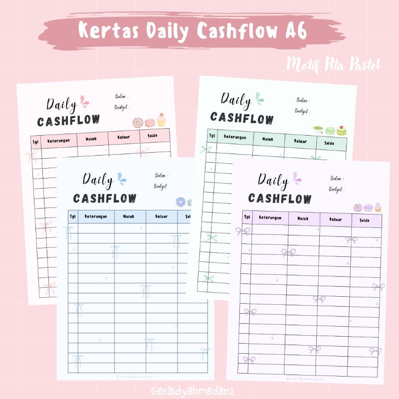 

Kertas Daily Cashflow A6 Motif Pita 1 Set Isi 5 Pcs