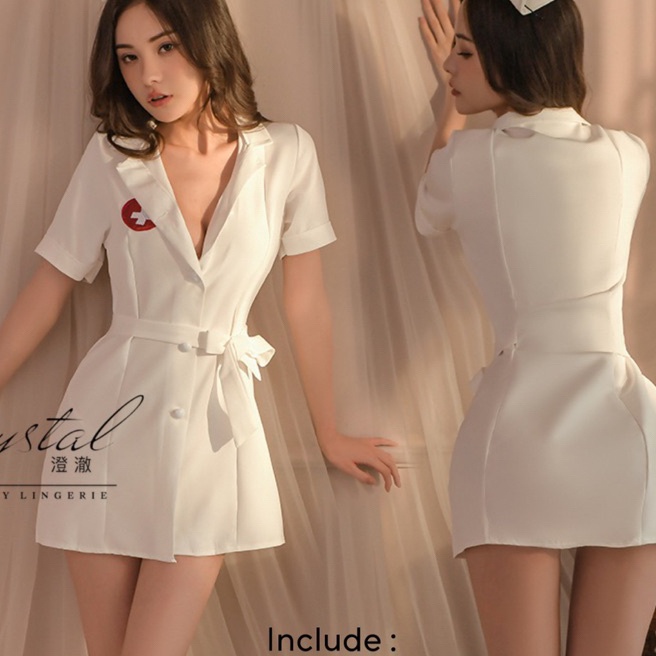Price Crystal ANNIE Sexy lingerie nurse  Costume lingerie nurse perawat baju sexy wanita  Kostum Per