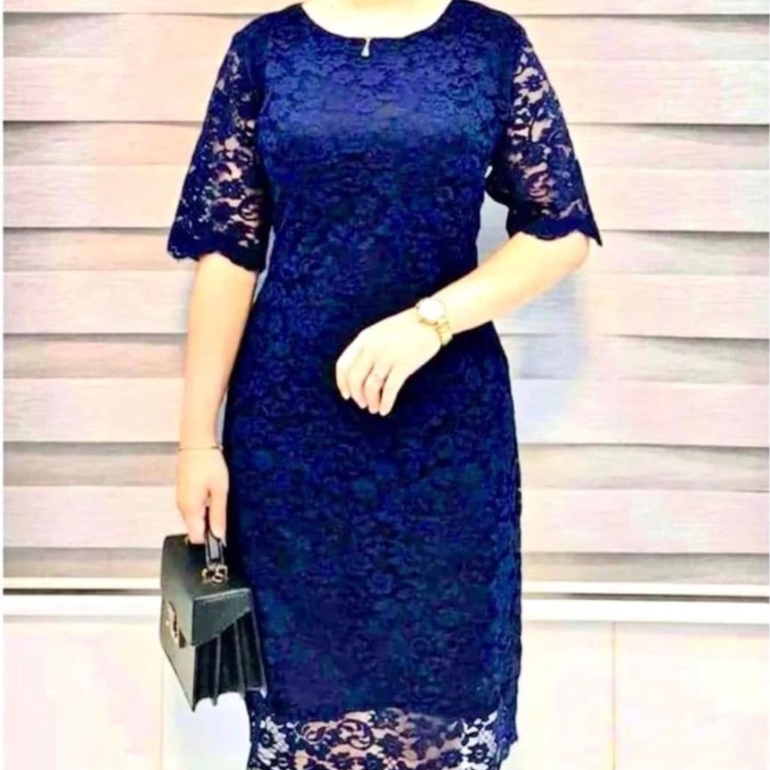 Premium Dress Brokat Full Furing Dress Brokat Slim Dress Natal Midi Dress Dress