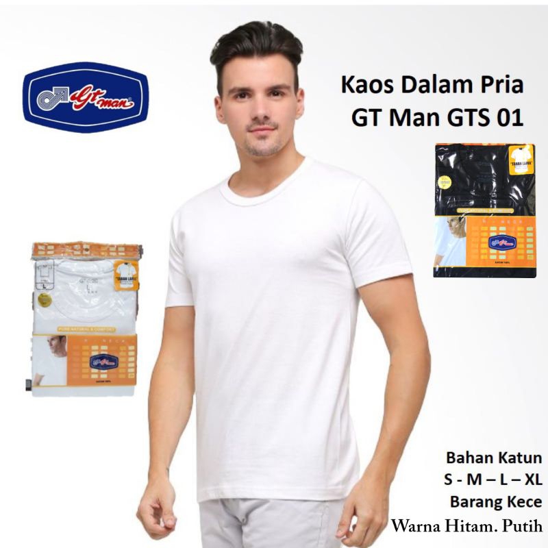 GT MAN Kaos Oblong Gt Man O Neck V Neck GTS 01 Kaos Dalam Pria Dewasa O Neck V Neck Putih Hitam