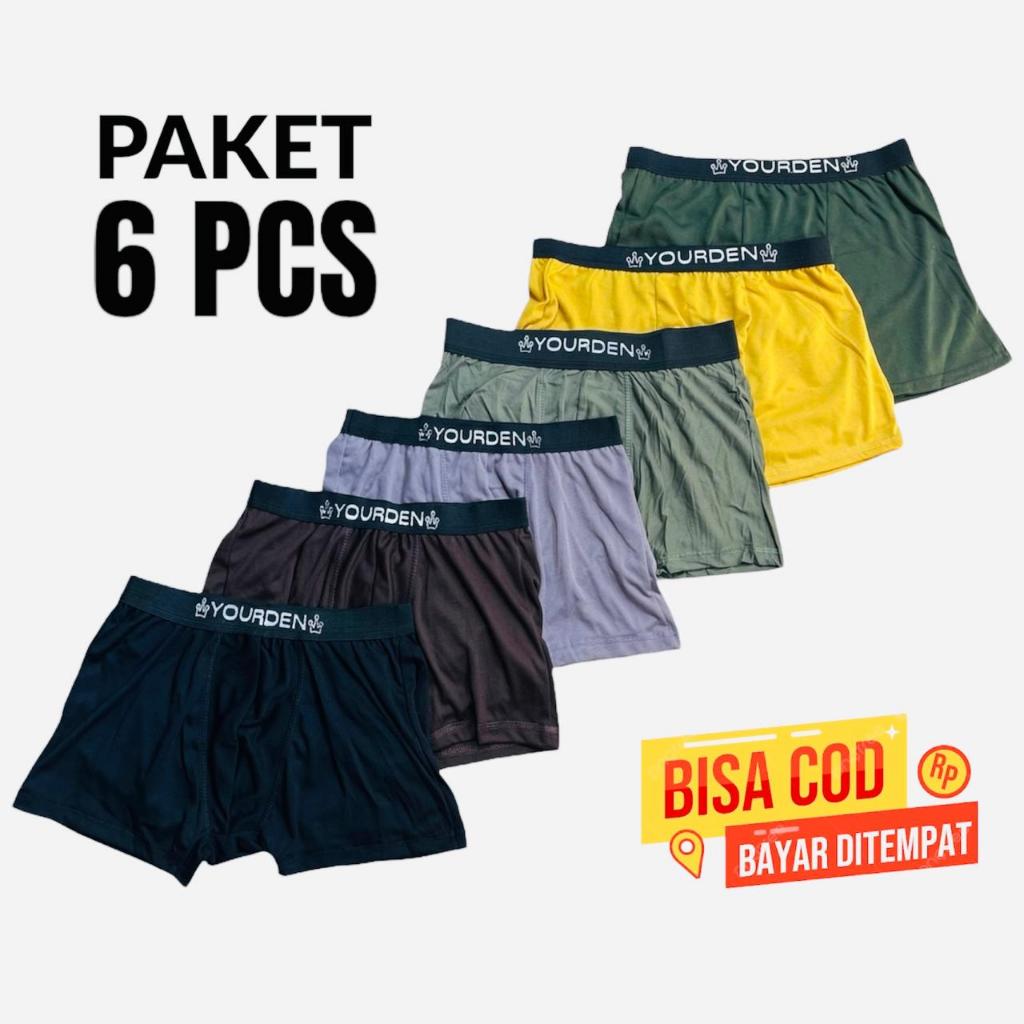 paket 6 pcs celana dalam boxer sot pria dewasa baham adem nyaman sempak laki laki