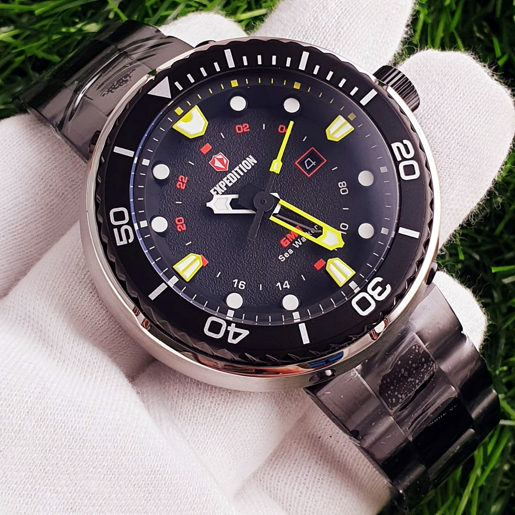 Jam Tangan Pria Expedition E6727 6727 Sea Walker Silver Black Steel Original | 20ATM