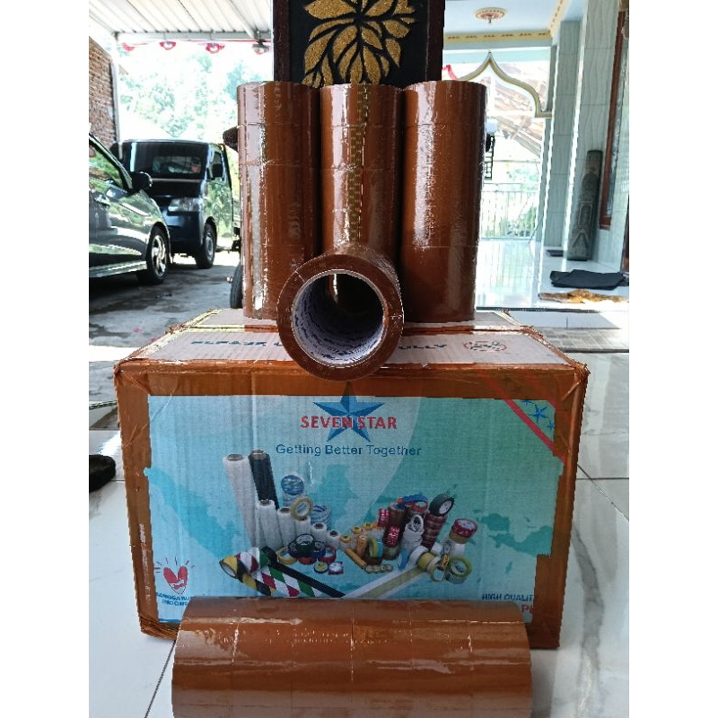 

LAKBAN COKLAT ukuran 48x100 yard MURNI SEVEN STAR ORIGINAL 100%