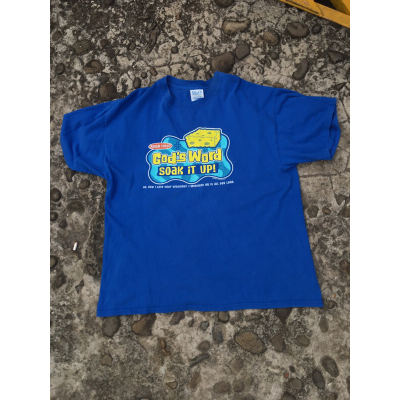Kaos Vintage Jesus tee sponge bob parody God's work soap it up / vintage rere item