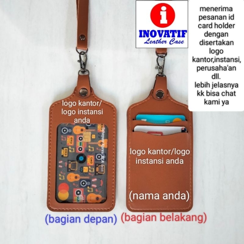 

id card holder / gantungan id card / lanyard id card kulit oscar (custom)