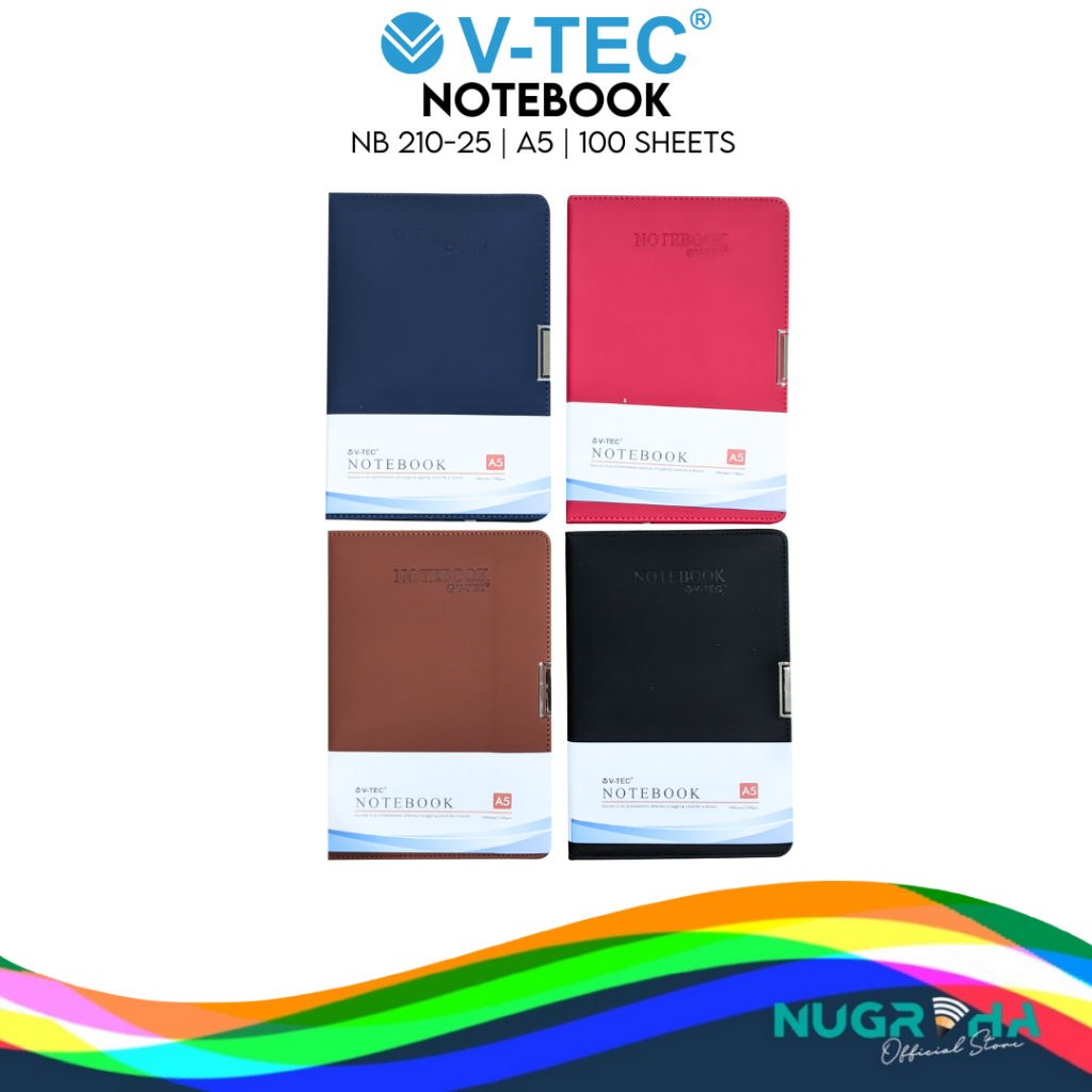 

V-tec NB 210-25 NOTEBOOK HARD COVER BUKU CATATAN BUKU TULIS SAMPUL KERAS A5 100 LEMBAR 100 GSM