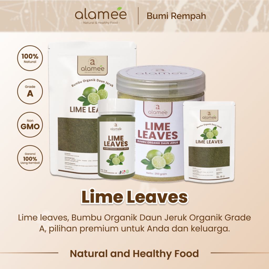 

ALAMEE Daun Jeruk Bubuk Lime Powder Bumbu Dapur Instan Organik Murni Asli Tanpa Campuran