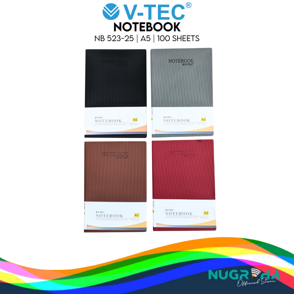 

V-tec NB 523-25 NOTEBOOK HARD COVER BUKU CATATAN BUKU TULIS SAMPUL KERAS A5 100 LEMBAR 100 GSM