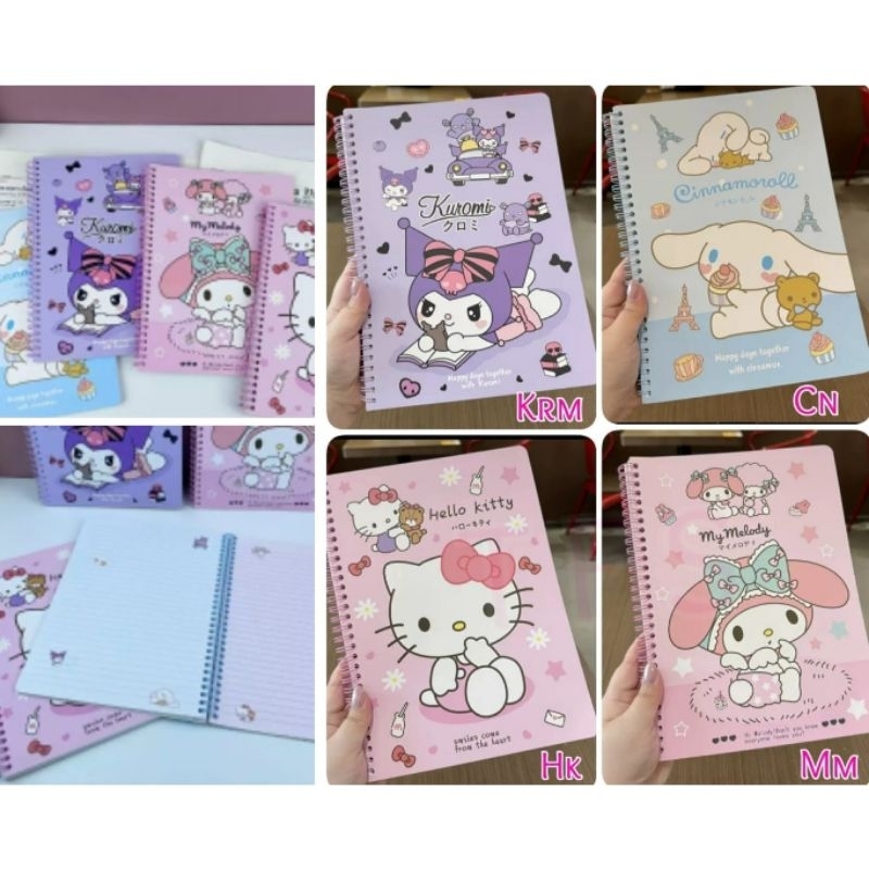 

CL Buku ring tebal 160 hal Kuromi Cinnamoroll My Melody Hello Kitty