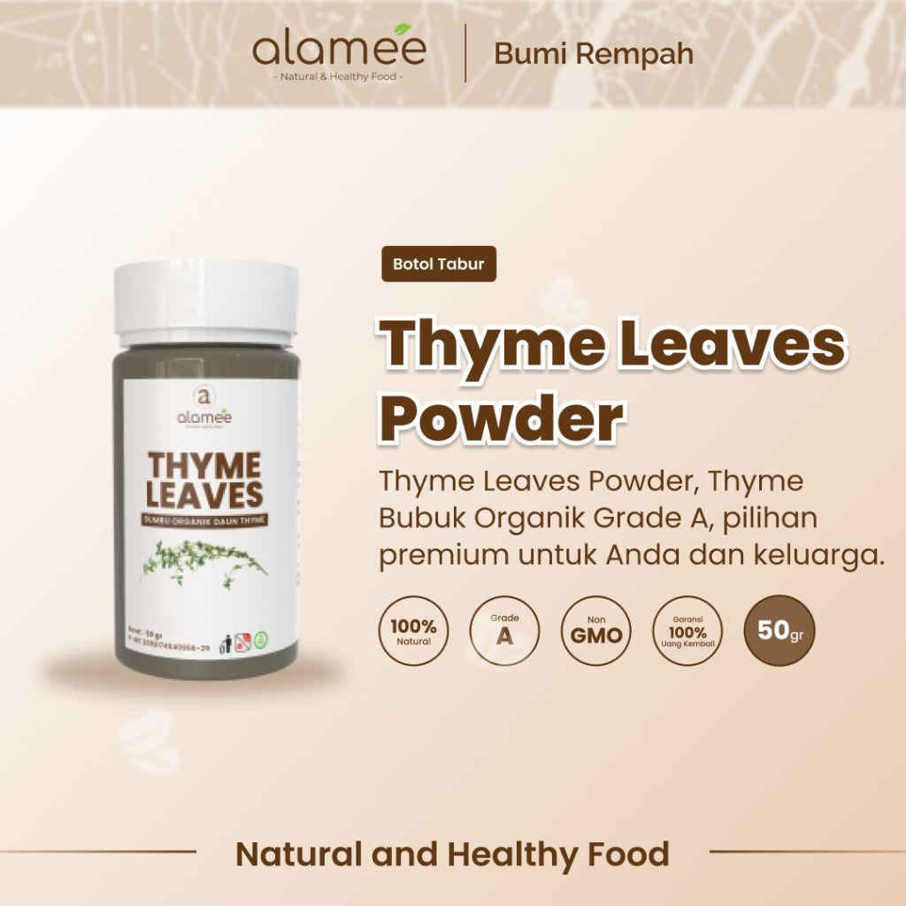 

ALAMEE Thyme Kering Daun Timi Bumbu Dapur Organik Garnish Dried Leaves Murni Tanpa Campuran 50g