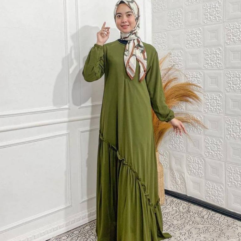 PRILLY BUSANA - Trisya Gamis Malaysia Ceruty Babydoll Simetris - Busui - Rimple - Kurung Melayu