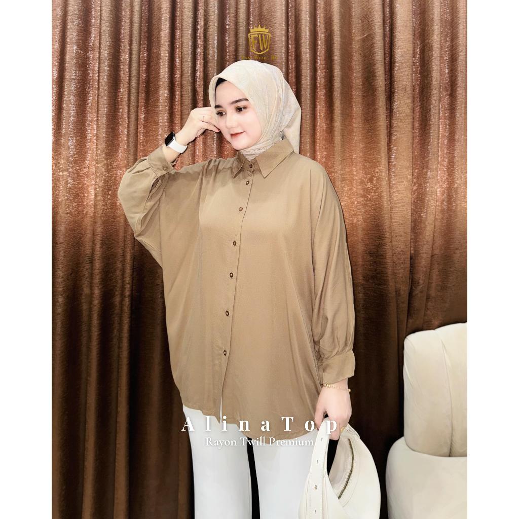 Faazwear - ALINA TOP Atasan Wanita Rayon Twill Premium Blouse Casual Batwing Kemeja Kelelawar