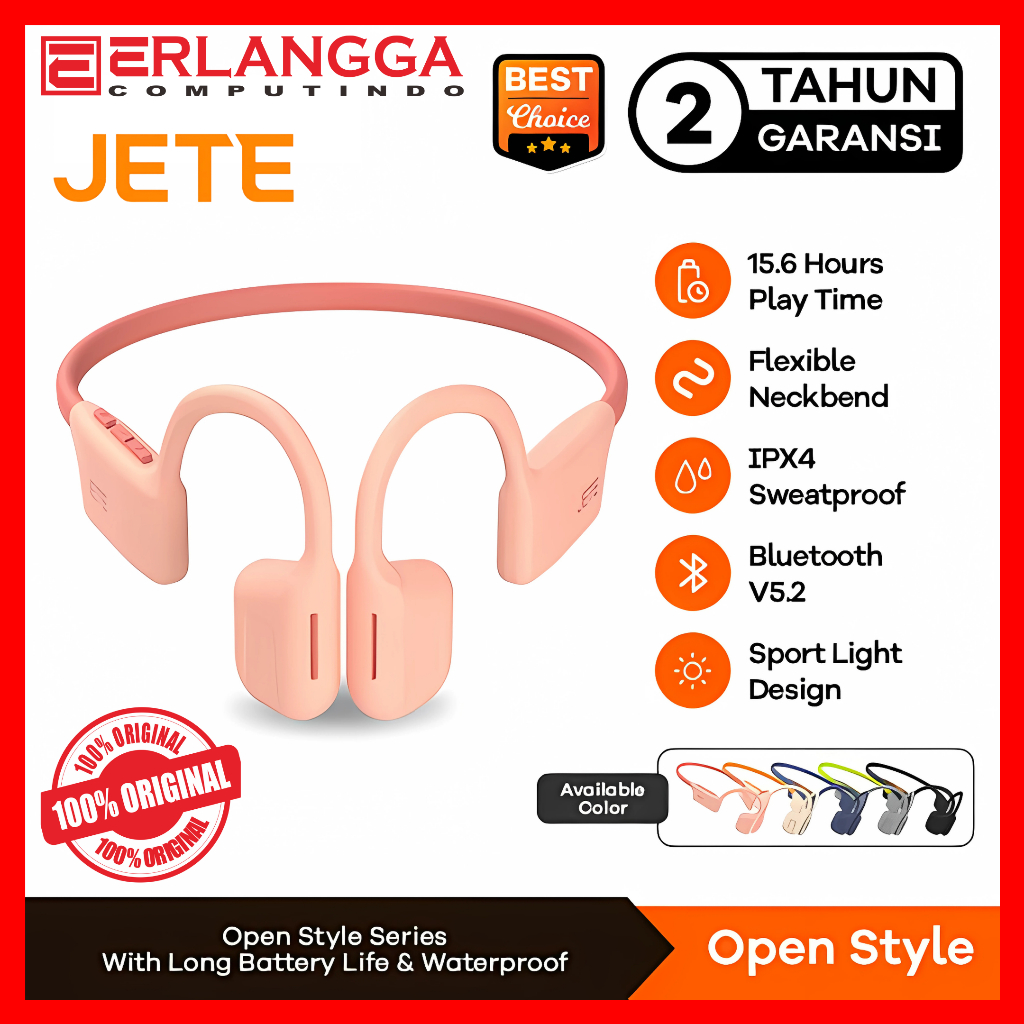 JETE Headset Bluetooth Sport Open Style dengan IPX4 OpenStyle - Garansi Resmi 2 Tahun