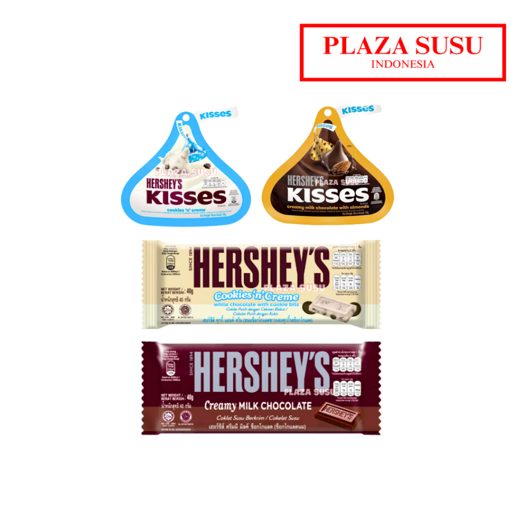 

HERSHEY'S COKLAT BAR MILK CHOCOLATE 40G HERSHEYS KISSES CREME COOKIES 36G