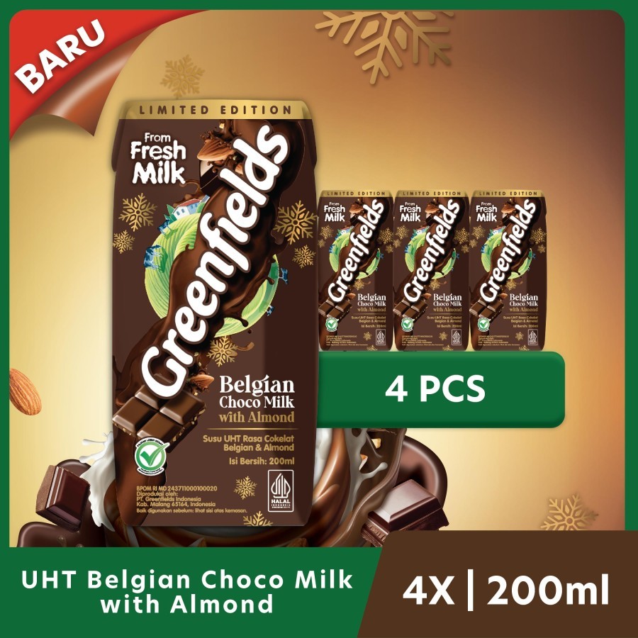 

[Bundling 4 Pcs] Greenfields Susu UHT Belgian Chocolate Almond 200 ml