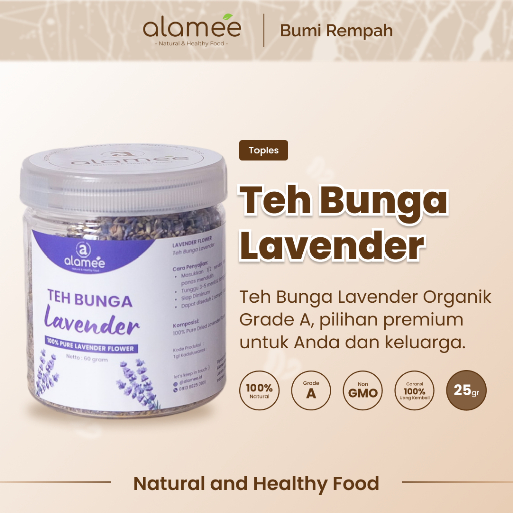 

ALAMEE Teh Bunga Lavender Insomnia Tea Organik Kering Dried Flower Herbal Alami Organic 60gr