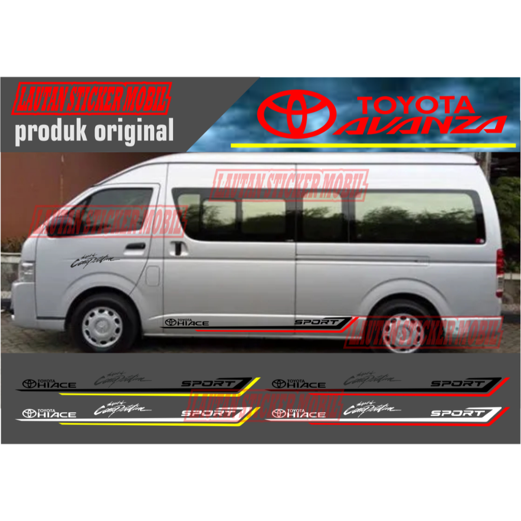 cutting sticker mobil toyota hiace stiker body samping mobil hiace terbaru