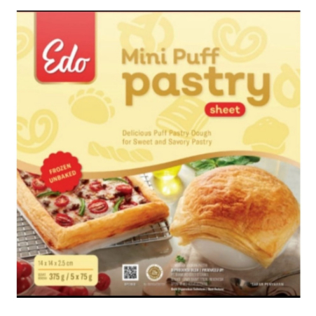 

EDO Mini Puff Pastry Dough Zuppa Sheet Unbaked Frozen 375 gr