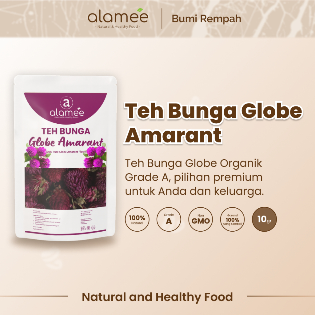 

Teh Bunga Globe Amaranth Tea Herbal Kering Organik Herbal Organic Asli Dried Flower Alami 10gr