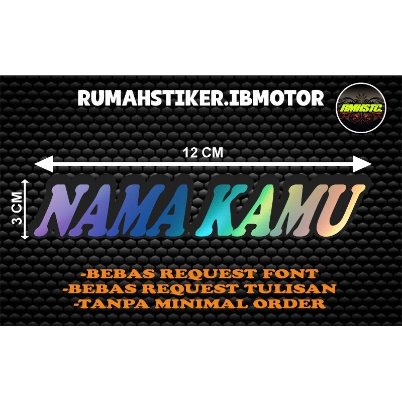 stiker cutting nama hologram nama kamu sendiri