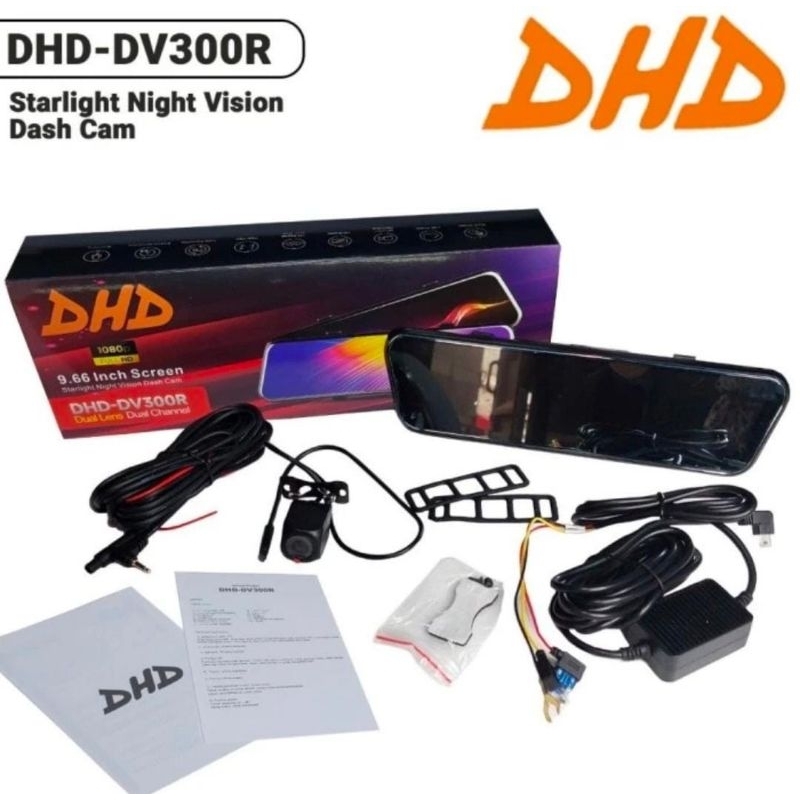 DASHCAM 2 CHANNEL DVR MIRROR SPION DHD-DV300R FRONT AND REAR CAMERA