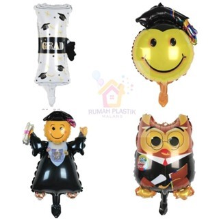 Balon foil karakter wisuda / graduation / graduate /graduated ijazah smile toga kecil / mini lulus b